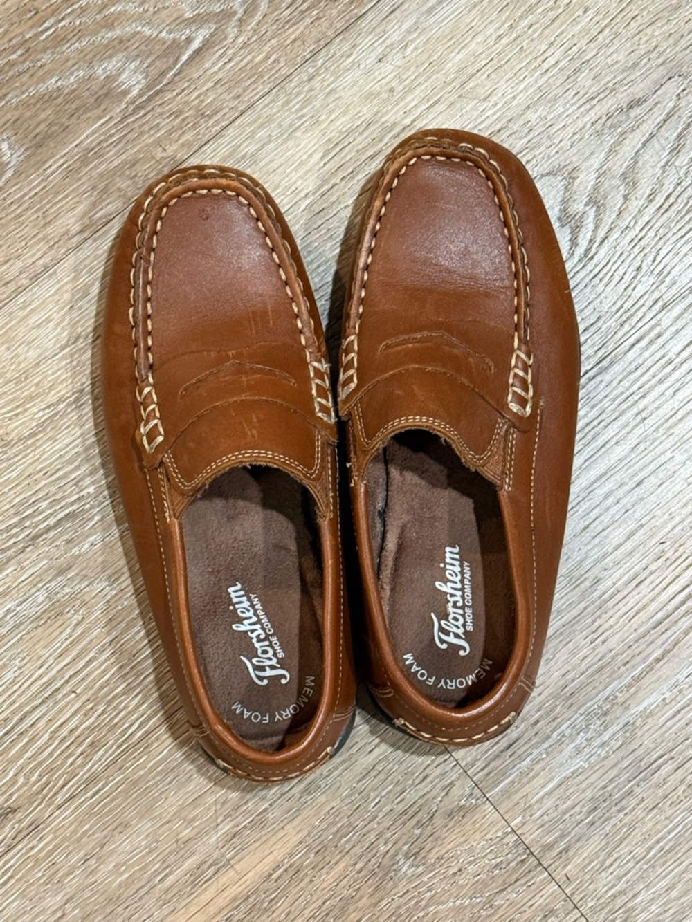 Florsheim Brown Leather Penny Loafers for Kids